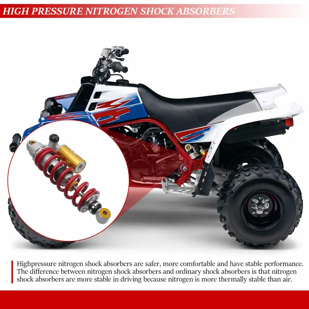 Black White Red 345mm Rear Air Shock Absorber Solid Steel+Aluminium Alloy For Yamaha Banshee 350 YFZ350SE Special Edition 2005