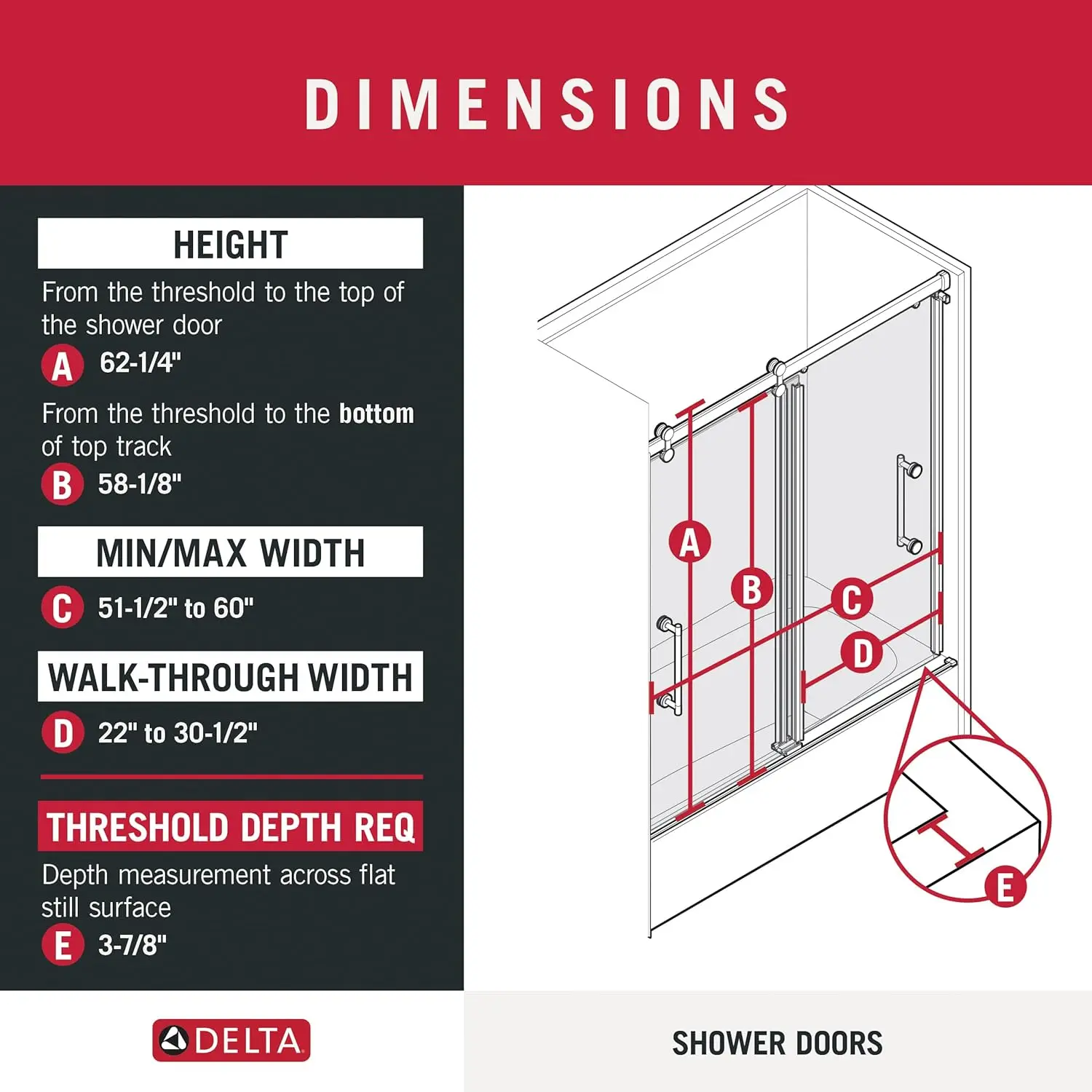 Delta Paxos 60 In. X 62-1/4 In. Frameless Sliding Bathtub Door In Nickel With 5/16 In. (8Mm) Tempered Clear Glass, Sd5758472