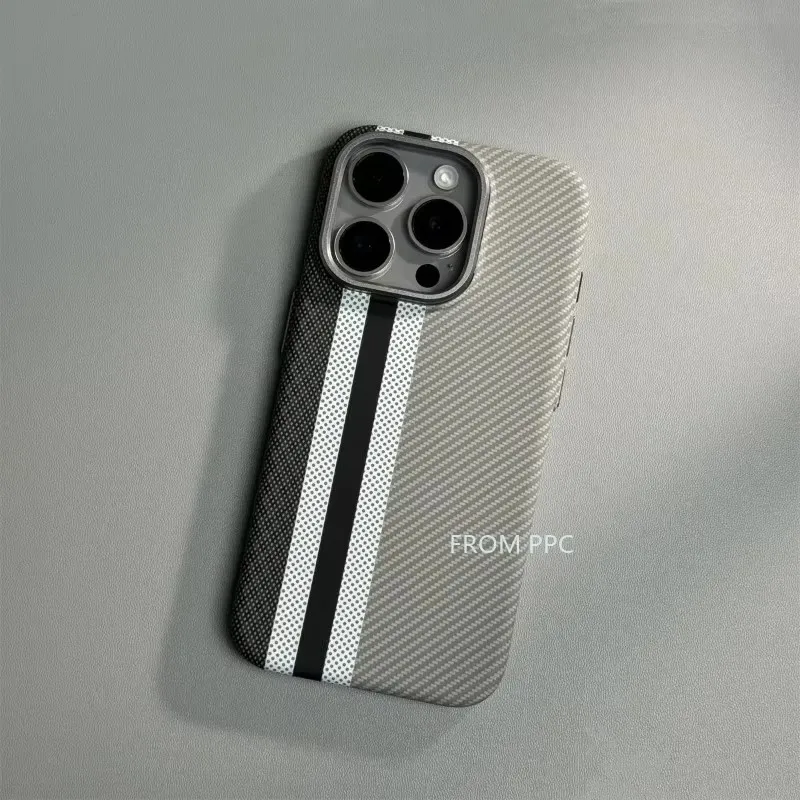 from PPC Für iPhone 17 16 15 14 Pro Max Hülle Kohlefaser Abstrakt Geometrisch für MagSafe Cover Magnetisches Ladegehäuse Kamera-Schutz Funda 9