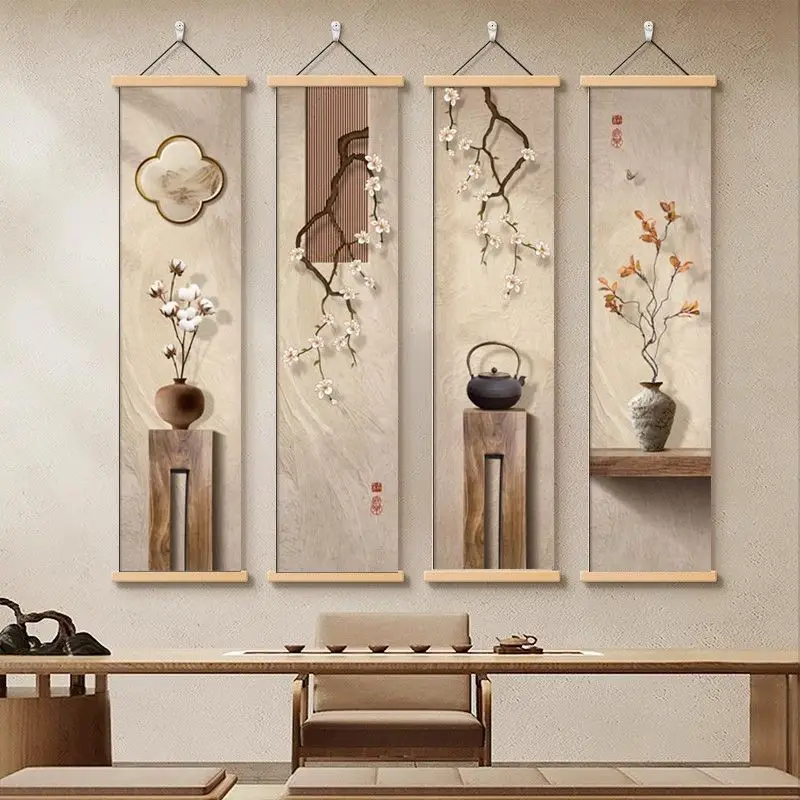 Japanese Zen tapestry wall hanging Decor for teahouse Background-Wall-Enso Circle Rock Garden Vintage vase,room decor aesthetic