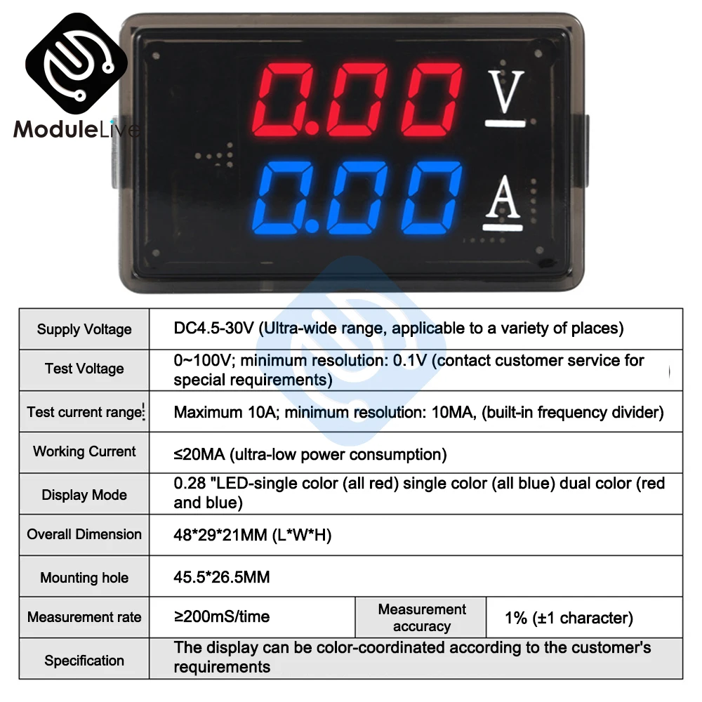 Miernik napięcia prądu AC 110V 220V 0.56 Cal podwójny wyświetlacz Led 70-480V cyfrowy amperomierz woltomierz samochodowy 10A 100A głowica miernika