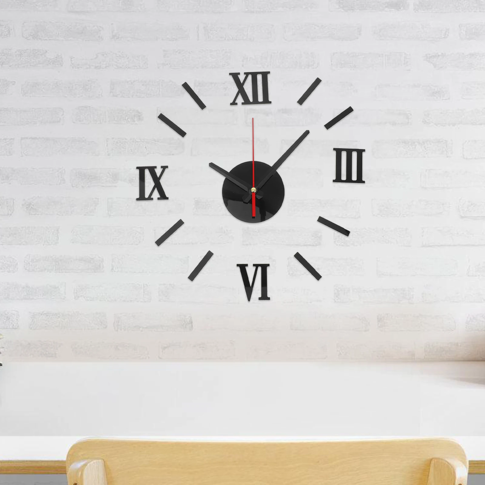 

Framless Wall Acrylic Giant Size Silent Decorative Black Office Classroom English Wall Clock Water Resistant Modern