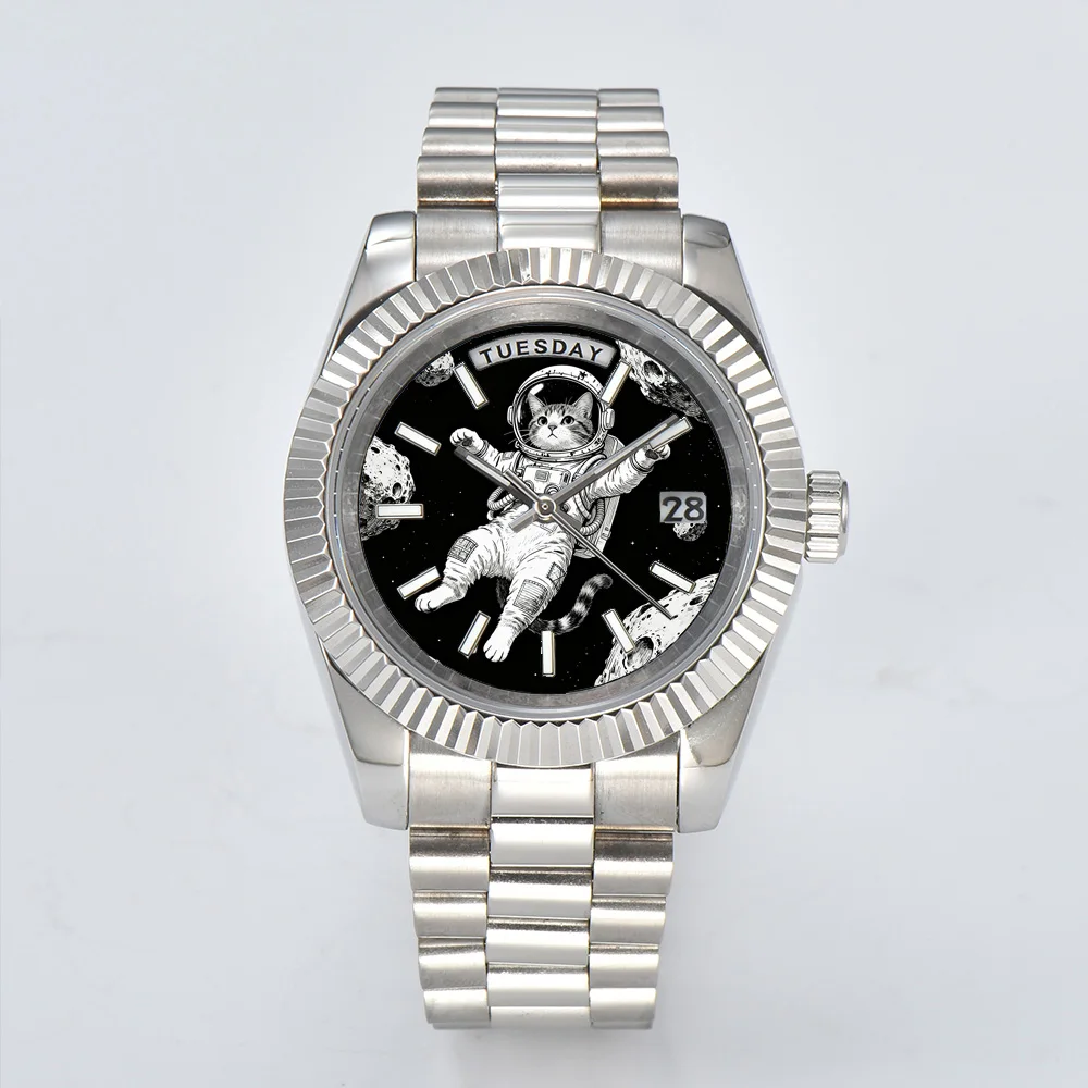 8285 dial Creative cartoon cat and dog astronaut men's watch dial Suitable for Miyota 8285 Movement 29mm/31mm watch dial Custom