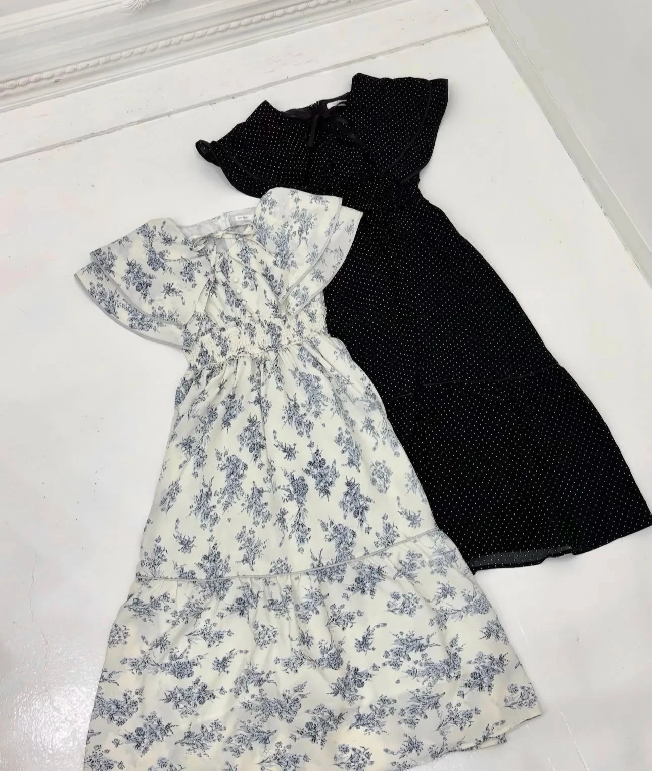 Japonês doce dupla camada lapela estilo capa vestido de renda verão novo de cintura alta magro-ajuste impresso polka-dot vestidos longos