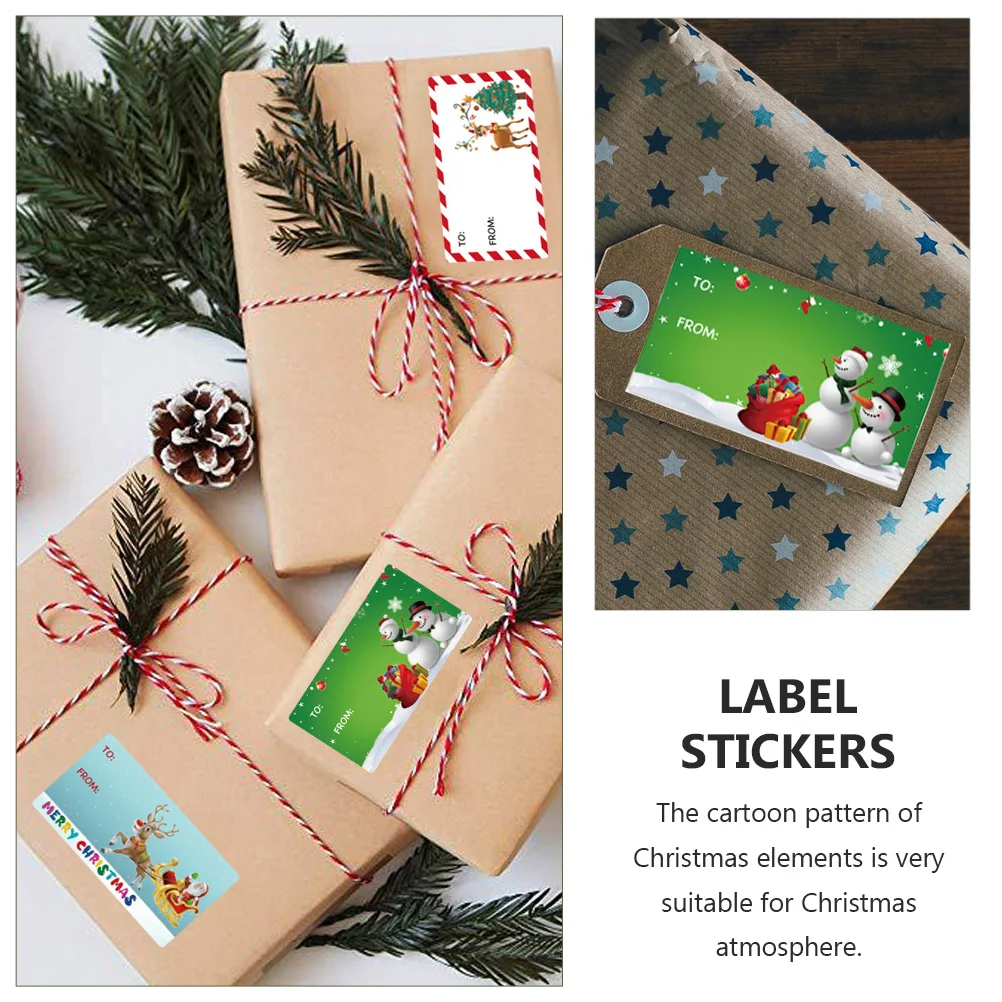 

500pcs Xmas Label Stickers Cartoon Pattern Adhesive Sealing Stickers For Christmas Gift Bags Long Lasting Xmas Gift Label
