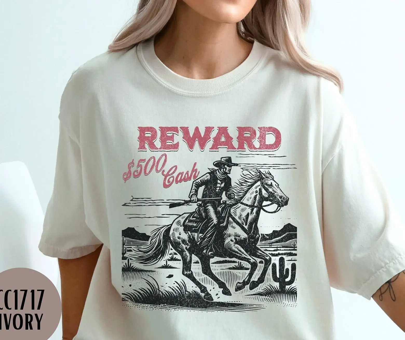 Vintage Western Outlaw T Shirt Cowboy Reward Wild West Lover Rustic