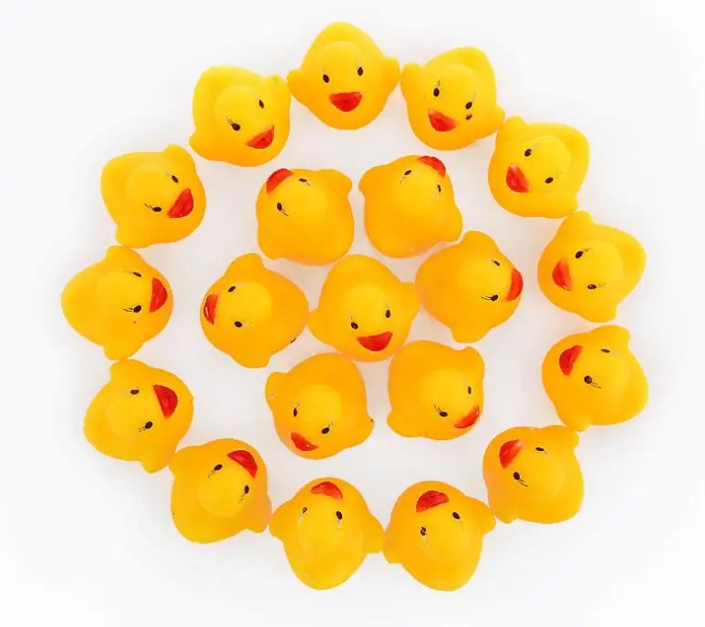 1PCS Cube Squeeze-Sounding Dabbling Water Yellow Duck Mini Bath Baby Vinyl Floating Bathroom Swimming Games Christmas Toys Funny