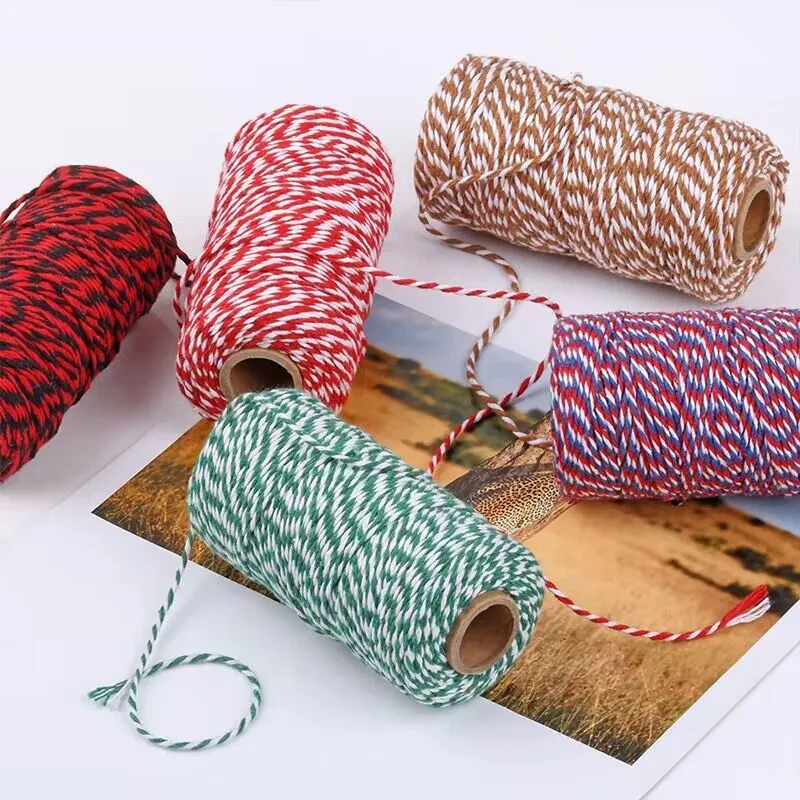 100m Christmas Packaging Rope 2024 Multi-color Hemp Rope Decoration Gift Box Packaging Rope For Party Thanksgiving New Year 2025 image 2
