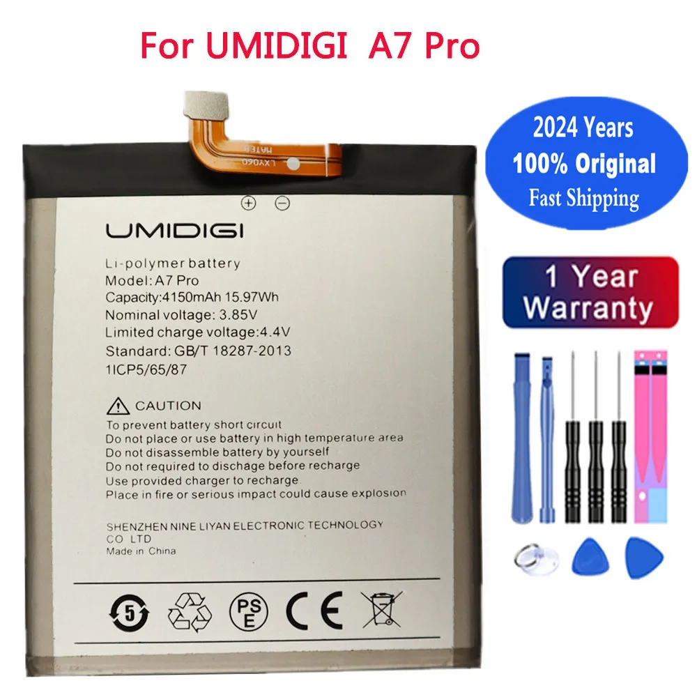 

2024 Years Original A 7 Pro Battery For UMI Umidigi A7 Pro A7Pro 4150mAh Phone Battery Bateria Batteries + Tools with Tracking