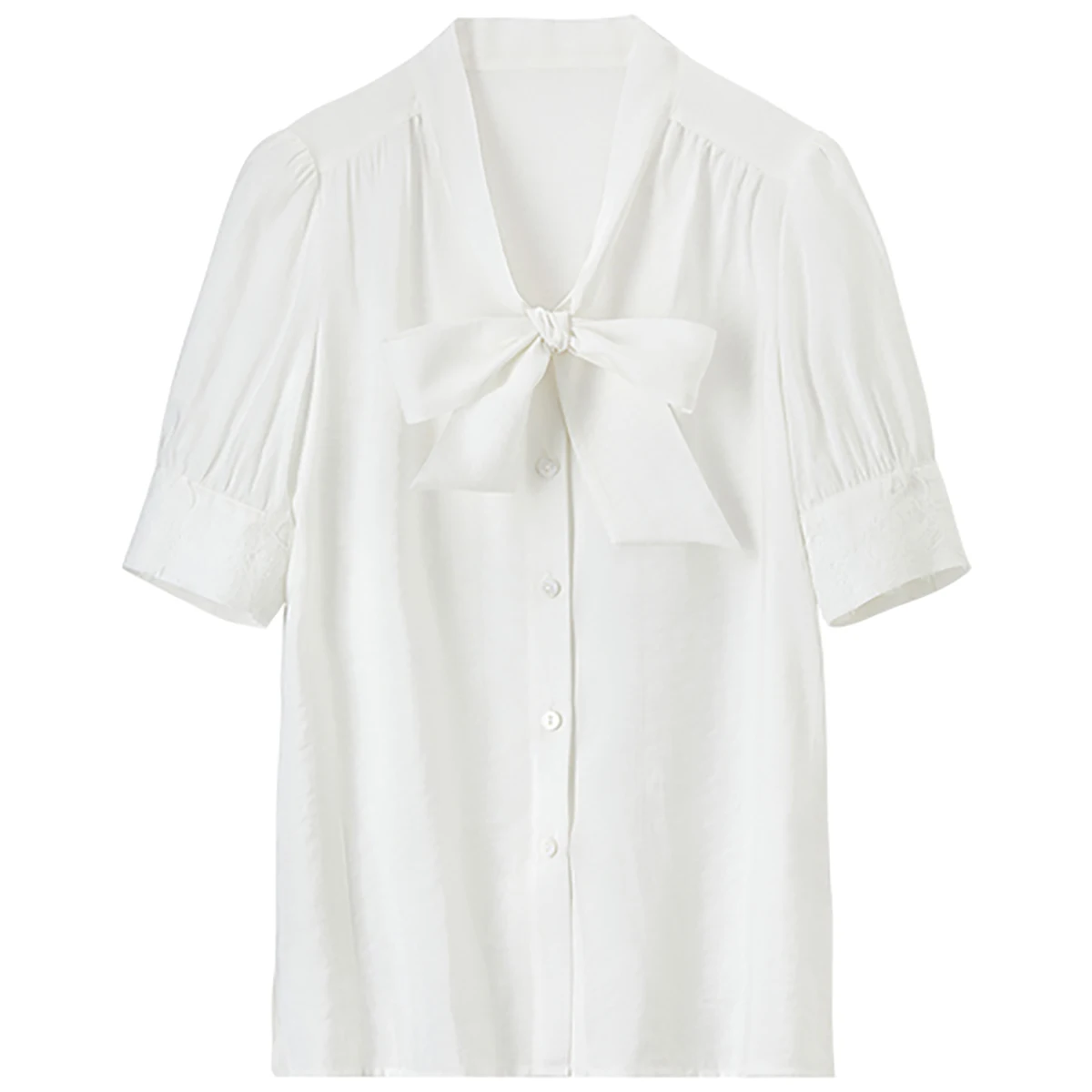 SENTUBILA Chiffon Band Frauen Elegantes Hemd 2025 Sommer Patchwork Spitze Kurzarm Süße Pendeln weiße Blusen Lady 152V59132