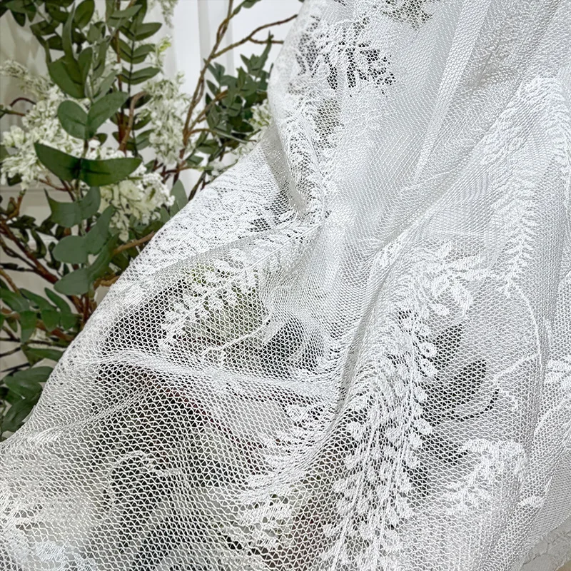 Custom Size American Country Style Lace Trim Window Screen Sunshade New Spring Silk Warp Knitted Wisteria Flower Curtain Decor