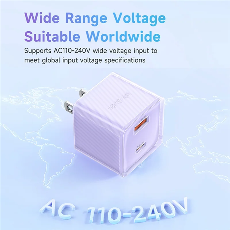 

2025 New-MCDODO 33W Crystal Series Gallium Nitride Gan A+C Dual Port Compact PD Fast Charging Mobile Phone Charger With US Plug