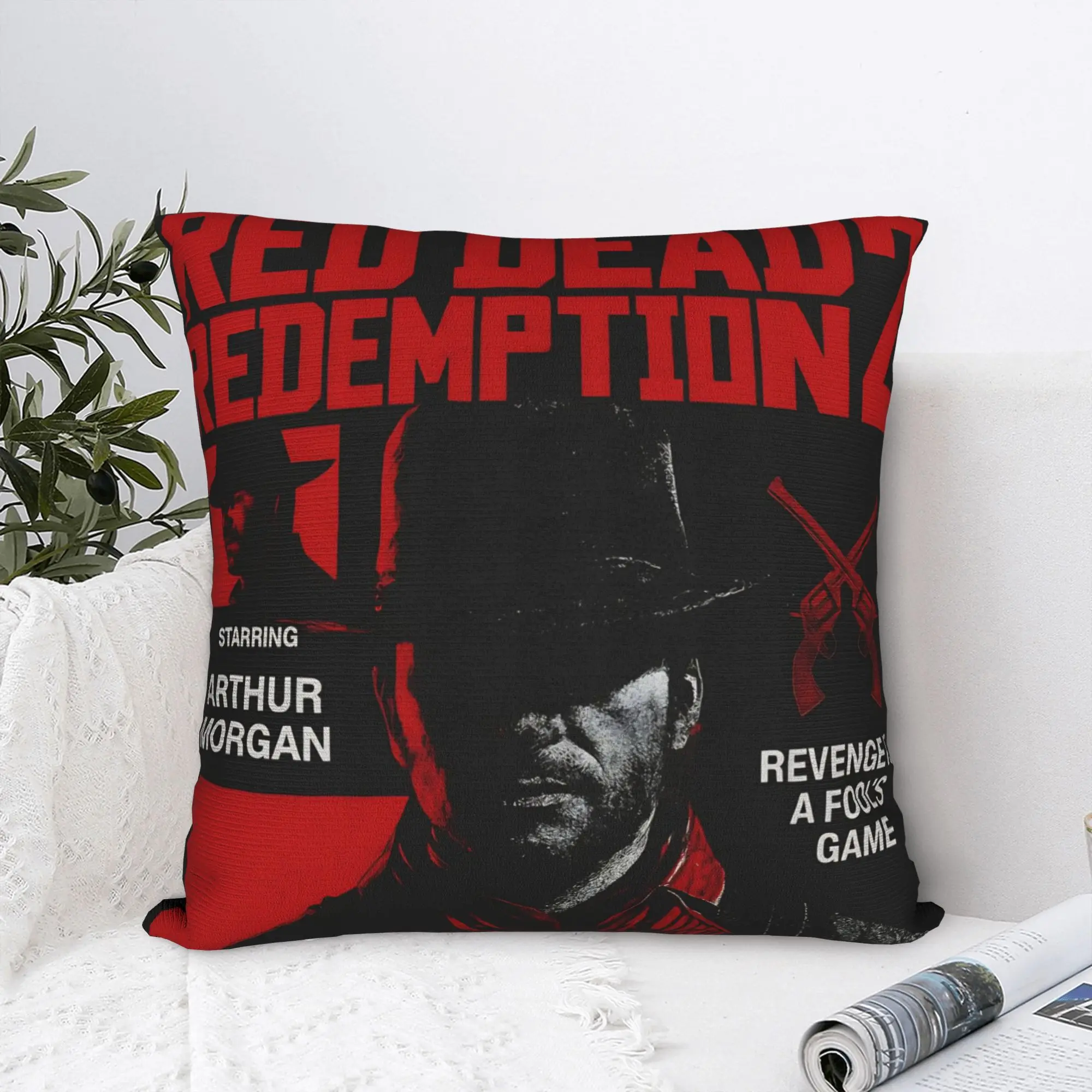 Red Dead Redemption 2 – taie d'oreiller décorative en Polyester, impression recto-verso, housse de coussin carrée pour voiture, 40x40cm