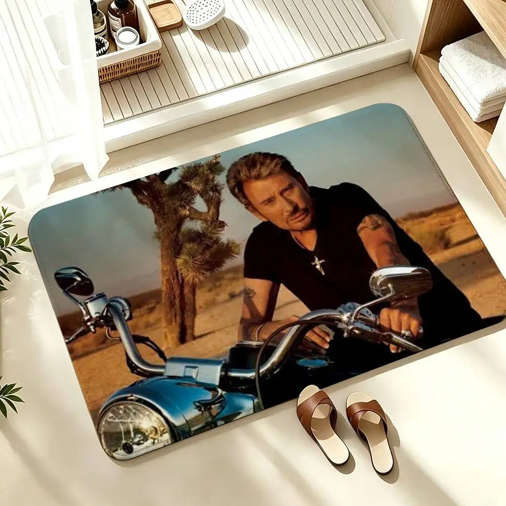 COOL J-Johnny H-Hallyday  Soft Absorbent Decorative Floor Mat for Bathroom Entryway Living Room