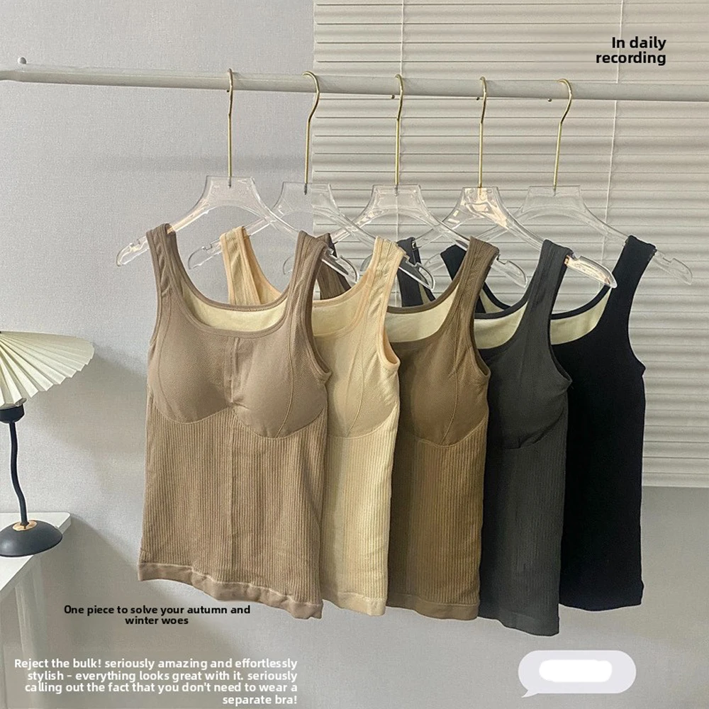 Intimo termico invernale da donna, gilet caldo e spesso con reggiseni