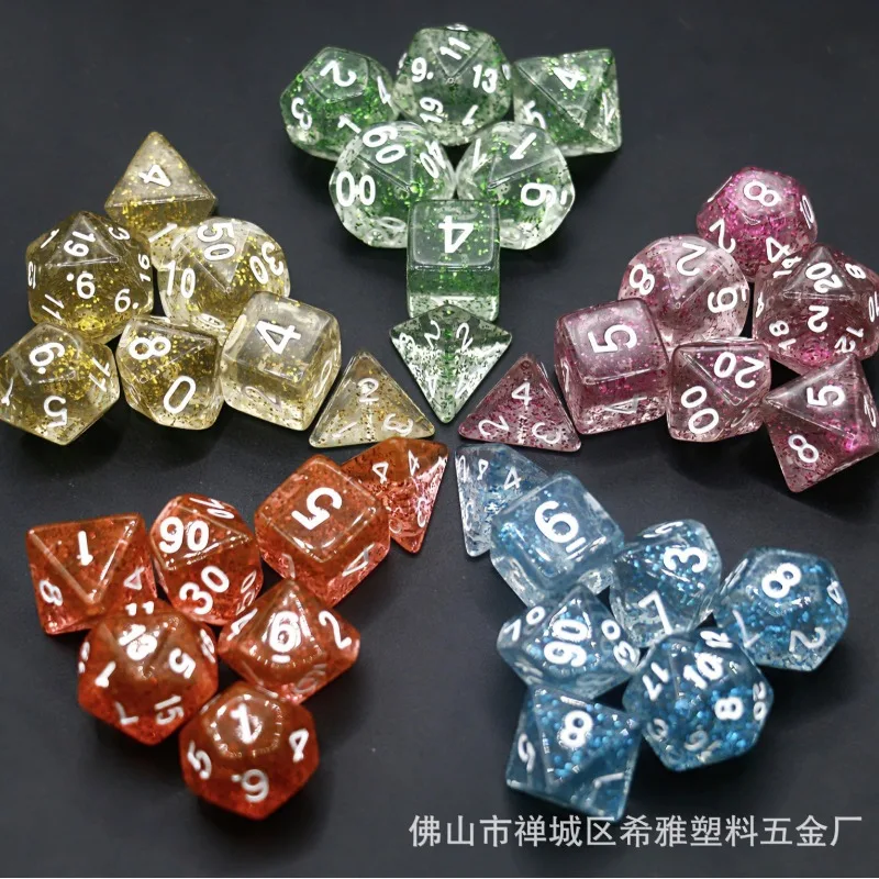 

Набор прозрачных акриловых игральных костей с блестками в гранулированной форме, кристаллические кубики