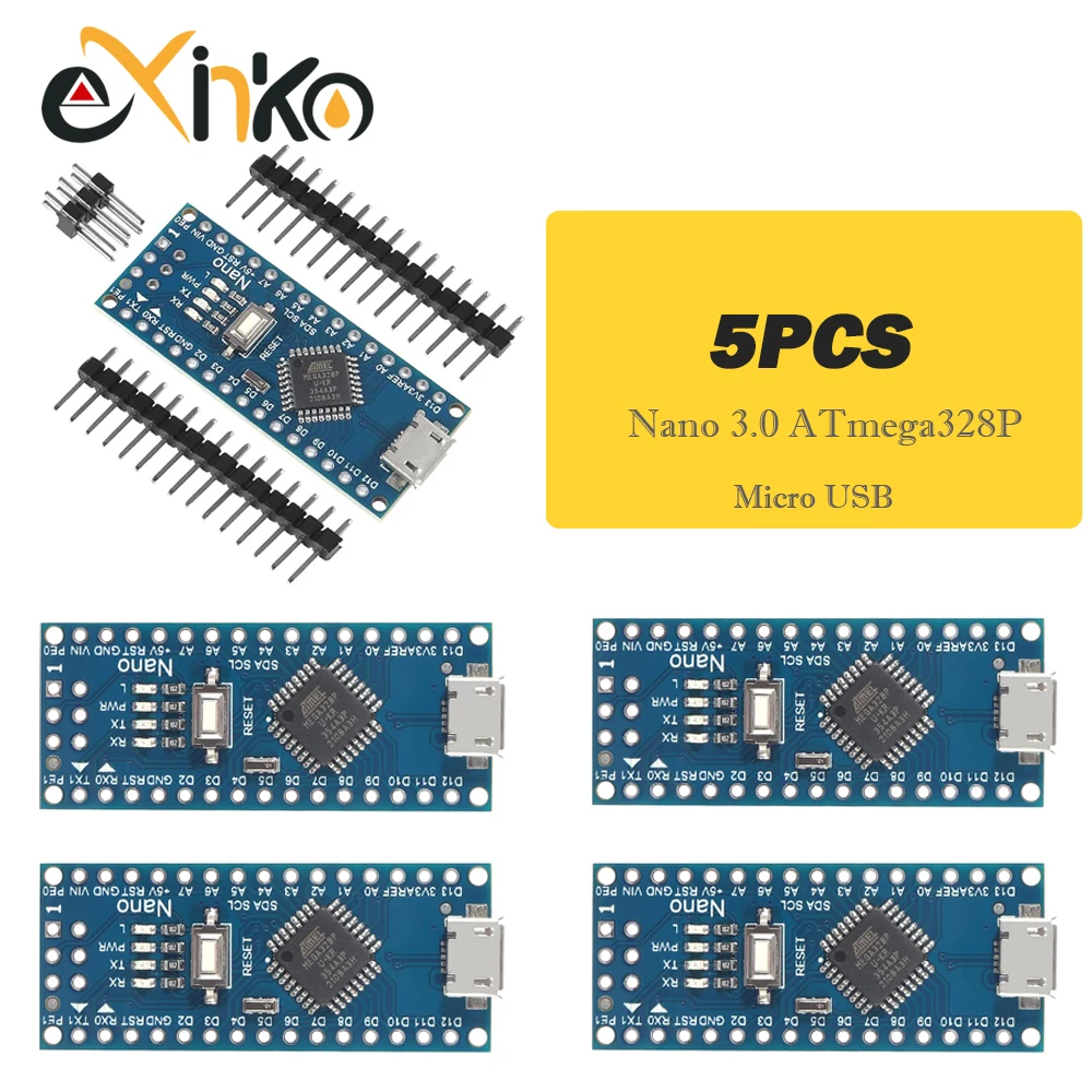 1–10 Stück Nano 3.0 mit dem Bootloader-kompatiblen Controller CH340 USB-Treiber Mini / Typ-C / Micro 16 MHz ATMEGA328P für Arduino