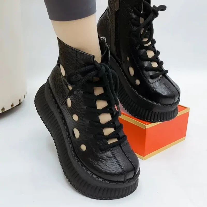 Baotou Thick Bottom Hollowed Out with Muffin Bottom Hole Super Soft Heel High Top Comfortable Non-slip Breathable Sandals Women