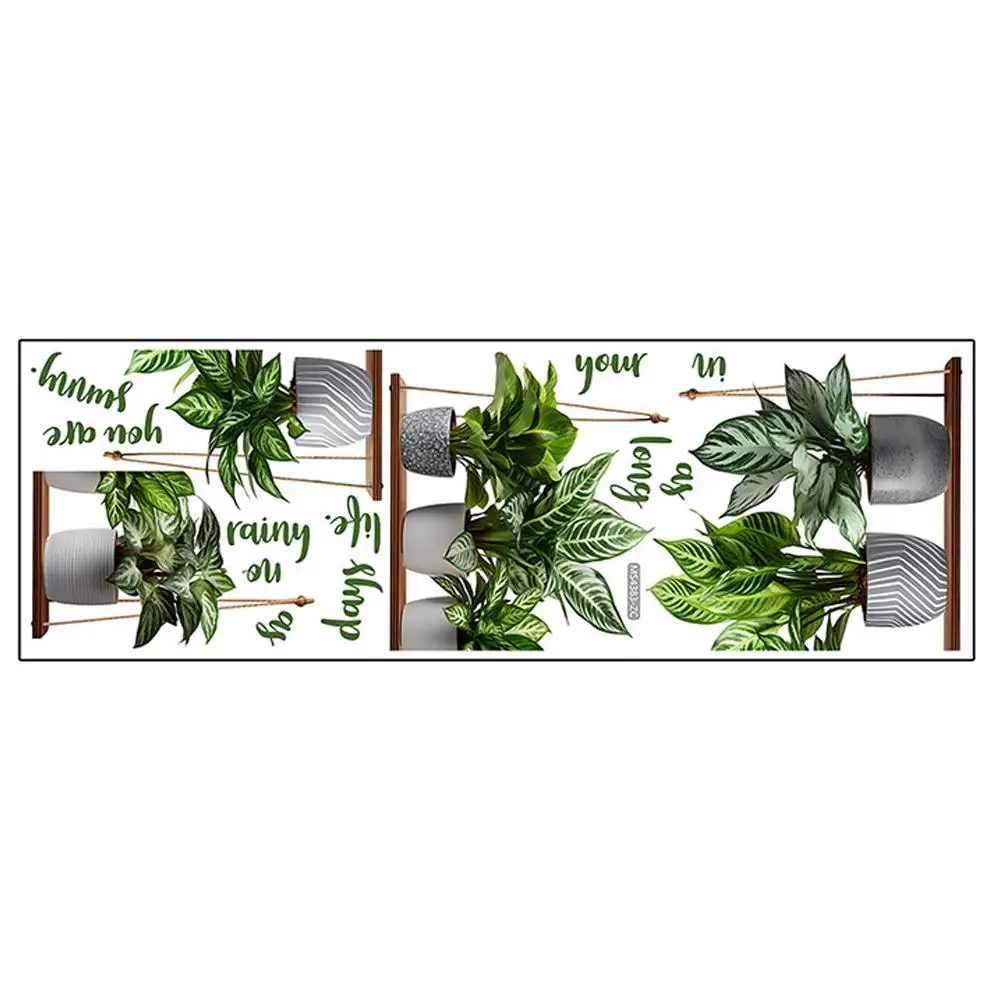 

Green Plant Wall Stickers Potted Bonsai Mural Decoration Applique Creative Children Room Decal Easy Stick Peel Safe Material