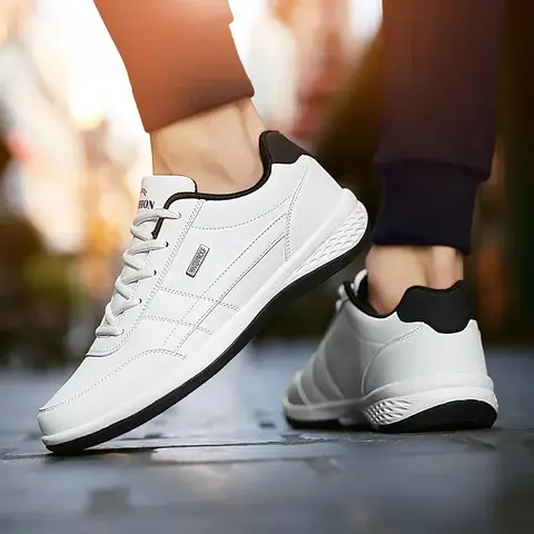 레이스 업 신발 용 신발 Vulcanized Men Leather Sneaker 방수 캐주얼 편안한 남성 운동화 Man Shoe Masculino