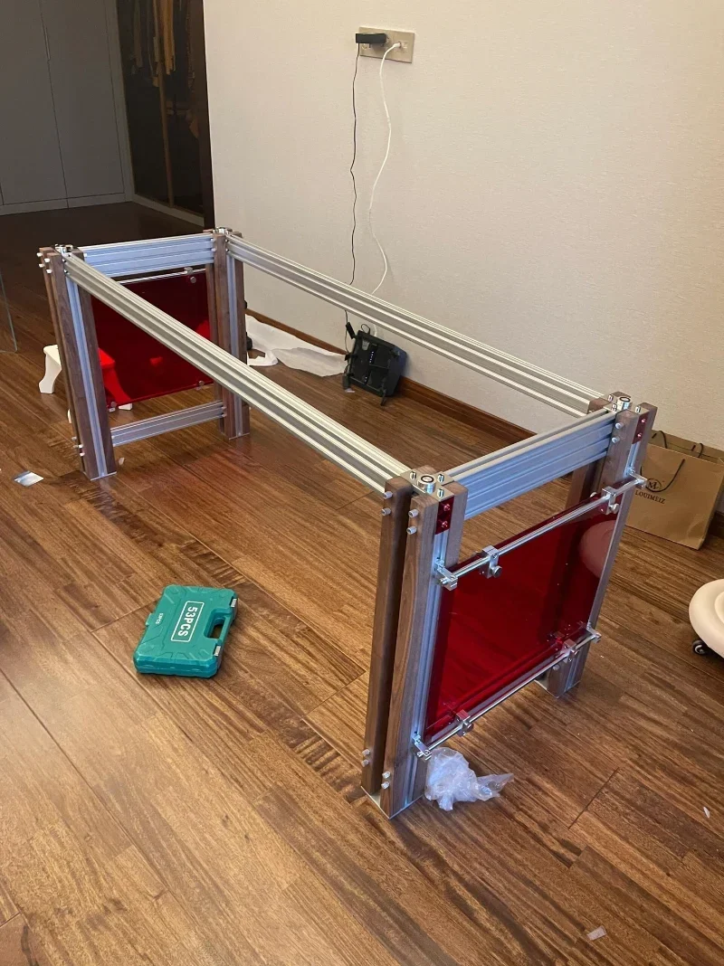 Computer desk, aluminum profile tempered glass table, home study bedroom desk