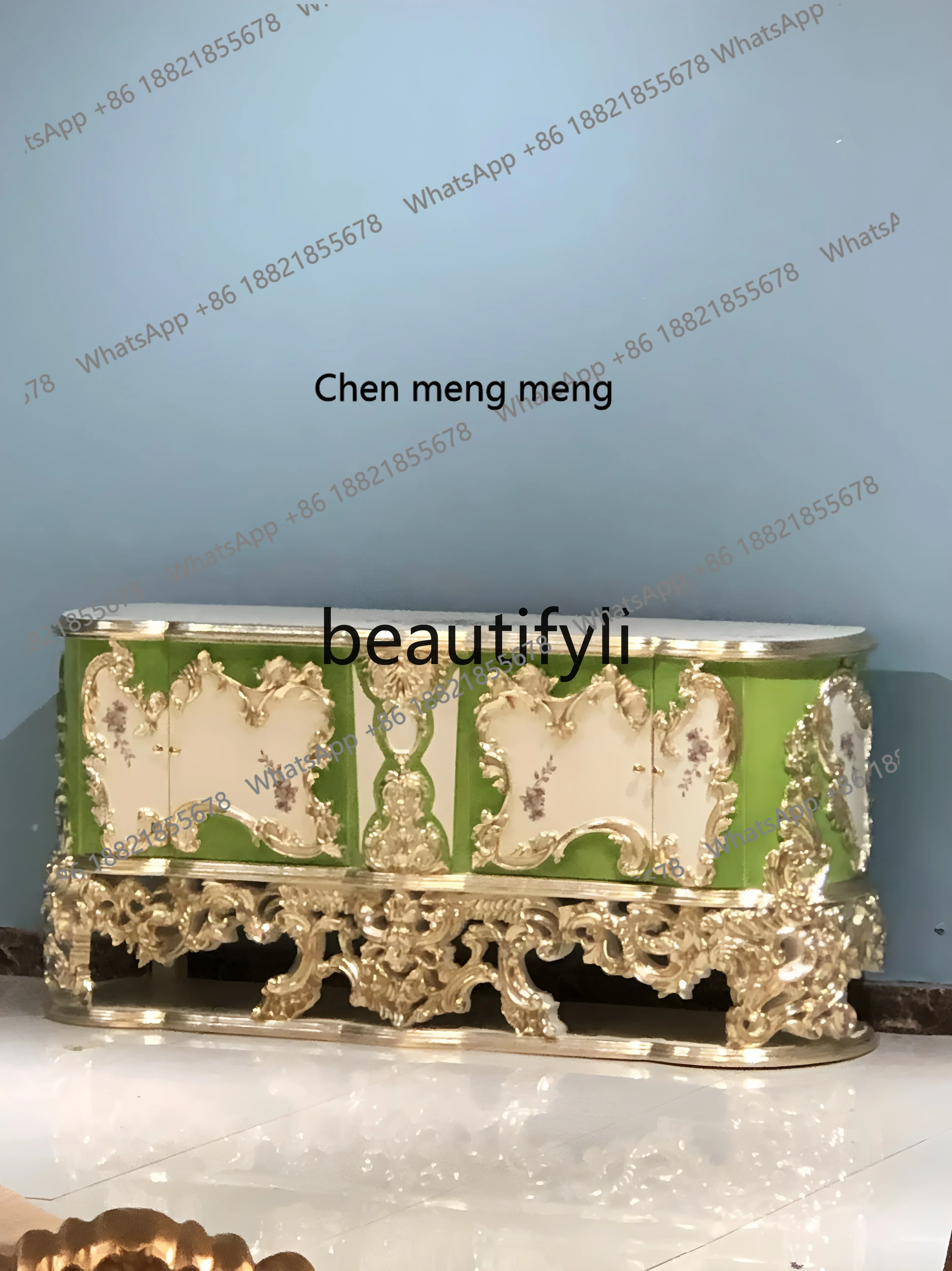 

D178 European-style court, luxury decorative cabinets European-style hand-painted gold foil living room display side cabinet