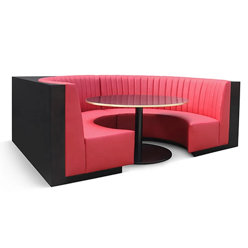 Circular Booth Seating with Round Dining Table, Upholstered Sofa Set for Restaurant Cafe Lounge Night Club