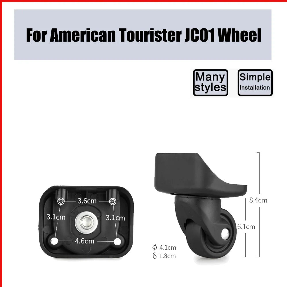 For American Tourister JC01 Trolley Case Wheel Pulley Sliding Casters Universal Luggage Wheel Silent Smooth Wear-resistant Black