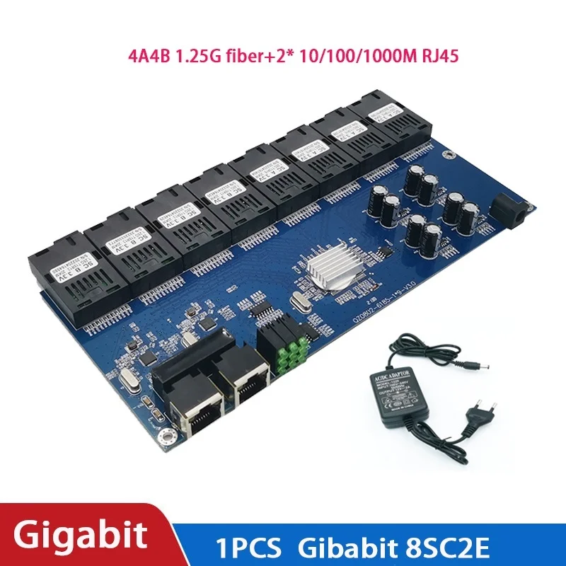 Gigabit Fiber Optical Switch 8 SC 2 1000M RJ45 Gigabit Ethernet Switch Media Converter 5V3A