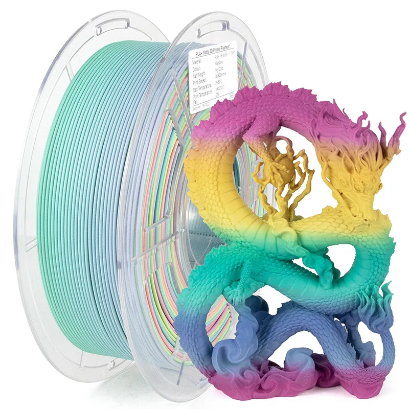 

Matte Rainbow Gradient PLA 1.75mm 3D Printer Filament 1KG Fro Bambu Lap Printer, Aesthetic Material for Artistic Prints, Vases