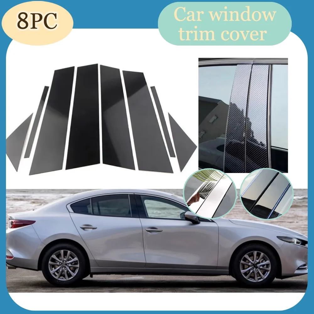 Silver Glossy Black Pillar Post Fit For Mazda 3 Axela Sedan 2019 2020 2021 2022 2023 Window Door Cover Column B C Trim Sticker