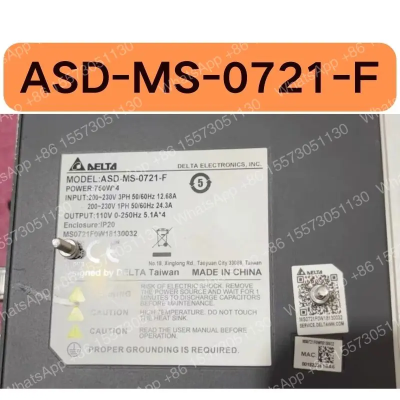 Used ASD-MS-0721-F servo driver 750W * 4 tested OK and function intact