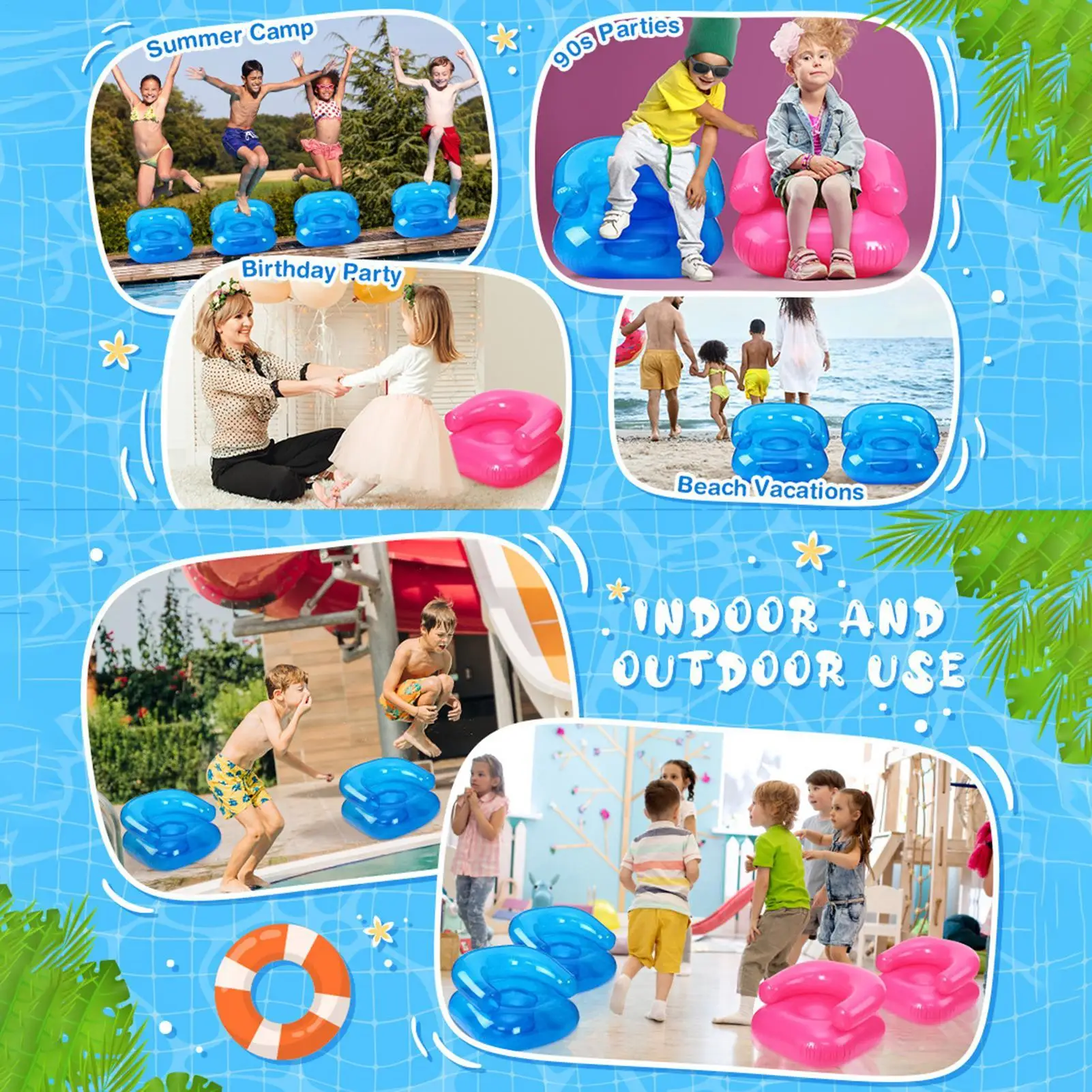 Inflatable Chairs Portable Soft Lounger Air Sofa Camping Inflatable Couch For Outdoor Travel Beach Pool Movie Night Reading