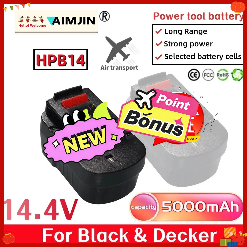 🚧14.4V HPB14 Battery for Black and Decker 5000mAh Ni-Mh Replacement for Firestorm FSB14 FS140BX 499936-34