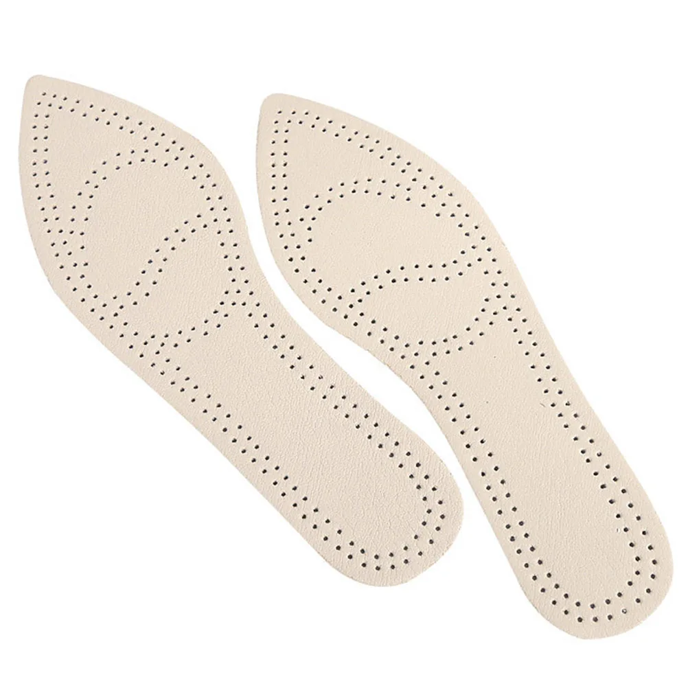 

2 Pairs 35/36 Size Cow Insole Detachable Full Heel Pad for Pointed Shoes Breathable Soft Women Pumps Shoe Mat High Heels