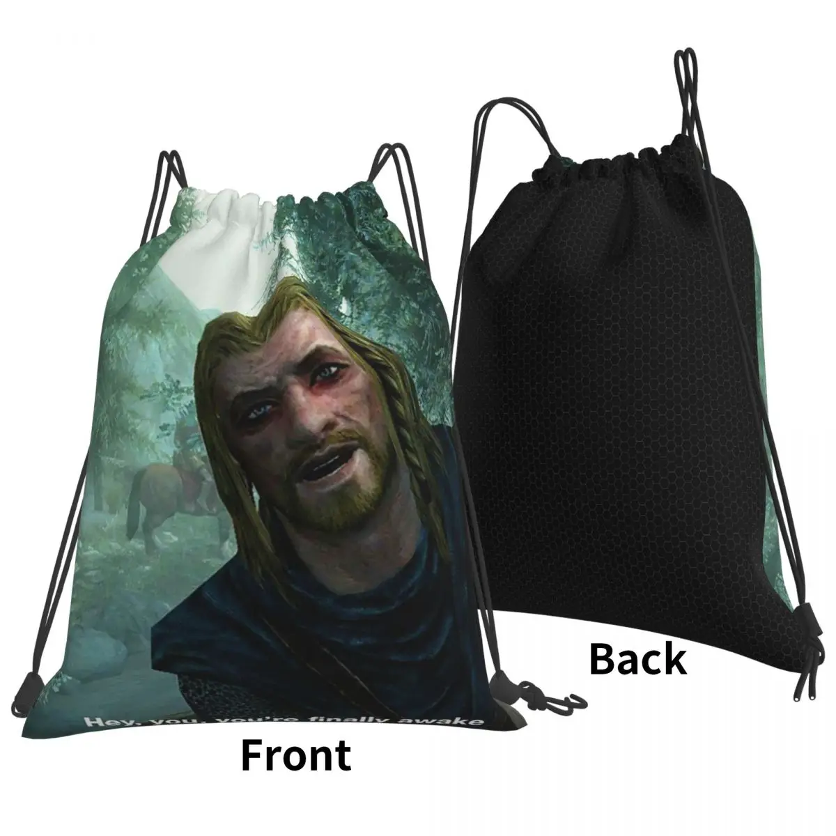 

Рюкзаки Skyrim Meme Hey You're Finally Awake, модные портативные сумки на шнурке, спортивная сумка, сумки для книг для мужчин и женщин, школьные