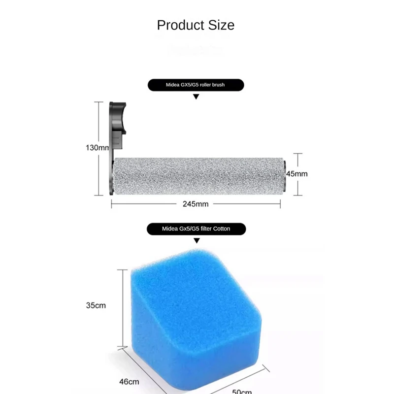 Для Midea GX5 Pro/X6 Pro/G9 скребок для пола, сменные аксессуары для пылесоса, роликовая щетка, моющаяся губка