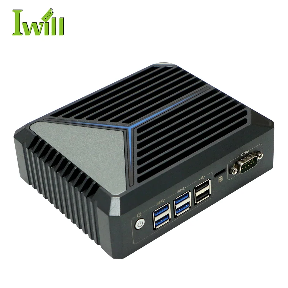 Fanless Thin compact computer J6412 CPU mini pc quad core win 11 embedded PC with 2xHDMI