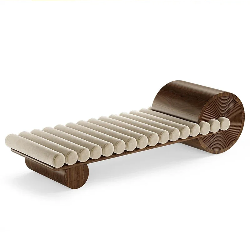 Medieval style living room solid wood long bed model room bedroom bedside stool coat rack shoe changing stoolFurniture supplies,