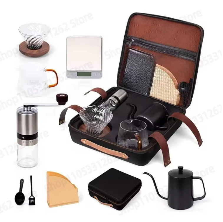 Coffee Set Travel Camping Outdoor Full Set Coffee Utensils Accessories Set Business Gift Box