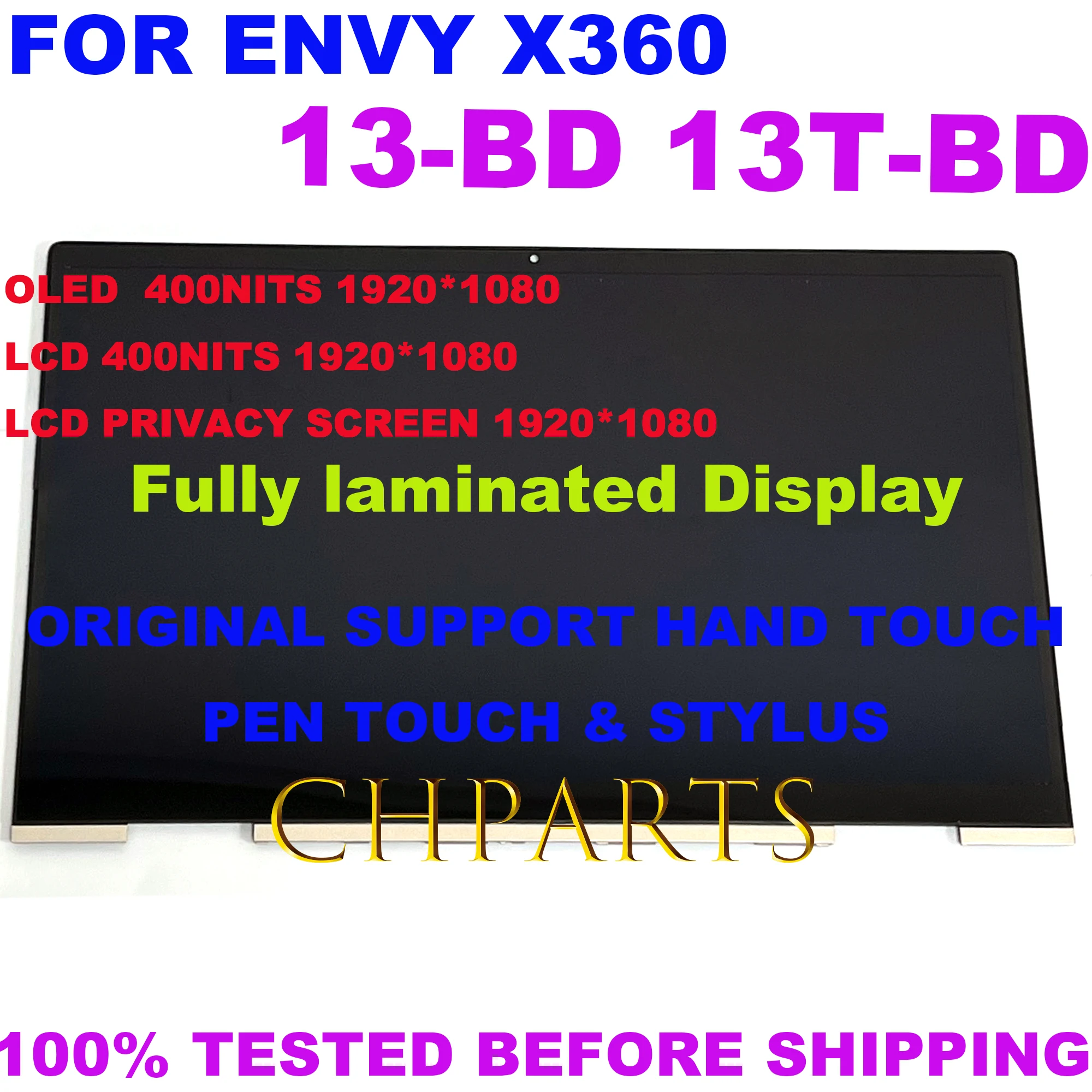 13.3 “FHD Para HP ENVY 13-BD 13T-BD 13-bd0011NW 13-bd0002UR 13-bd000NA M44568-001 Tela de toque LCD 1080P OLED cor dourada