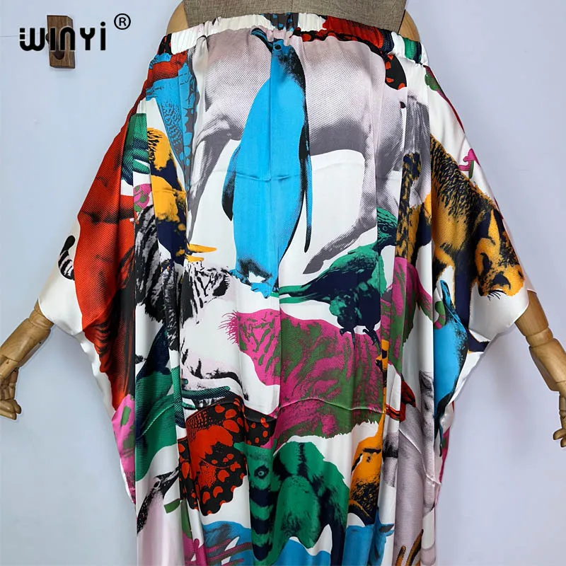 WINYI high-quality Women summer fashion printing Evening Party Beachwear Africa Lady kaftan One-neck sexy elegant holiday dress