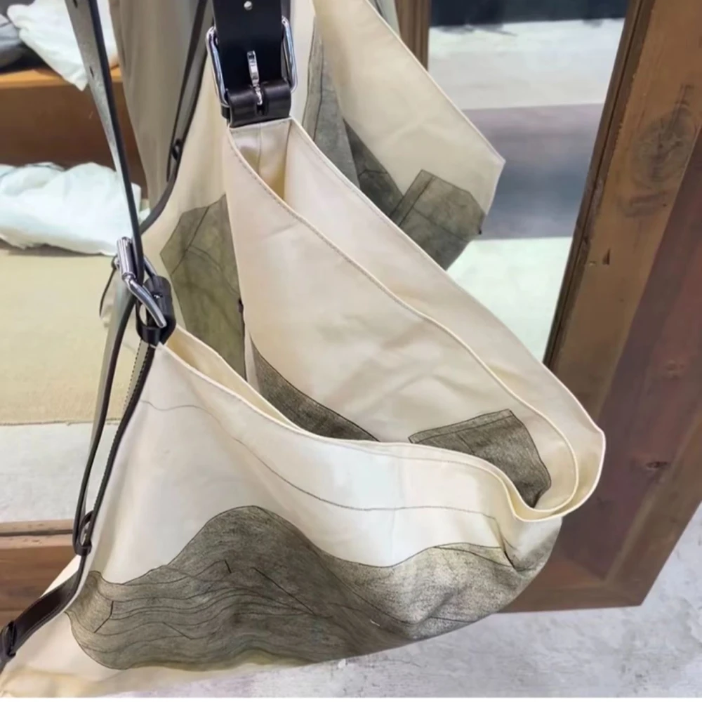 Large Capacity Shopping Bags for Women Simple Art Printed Single Shoulder Canvas Bags Irregular Eco Totes Bags Bolsas De Mujer