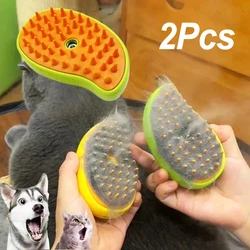 2 Pcs Cat Steam Brush Electric Spray Water Pet Comb Soft USB Silicone Depilation Dogs Massage Bath Hair Brush Grooming Supplies