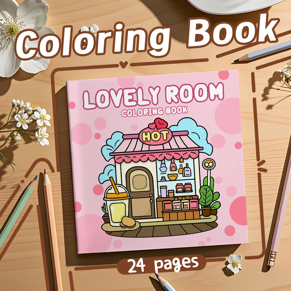 Pearlescent thickening Coloring Book With Cute Room Theme Exquisite And Clear Lines Suitable For Party Events And Holiday Gifts