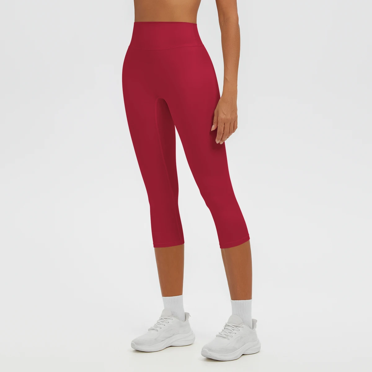Damen-Yoga-Hosen in mittlerer Länge, einfarbig, mit hoher Dehnbarkeit, Damen-Leggings, Capri-Hosen, für Sommer, Sport, Fitnessstudio, Outdoor-Aktivitäten, Laufen, Damen-Hosen. – Detail 34