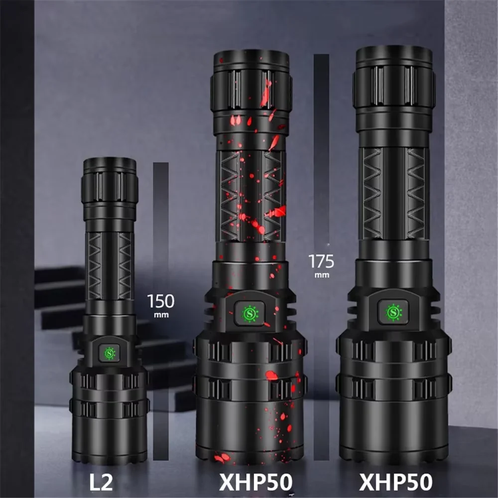 High Power XHP50.2 LED Flashlight Xlamp L2 Waterproof Torch 5 Modes Lanterna USB Rechargeable Tactical Light For Outdoor