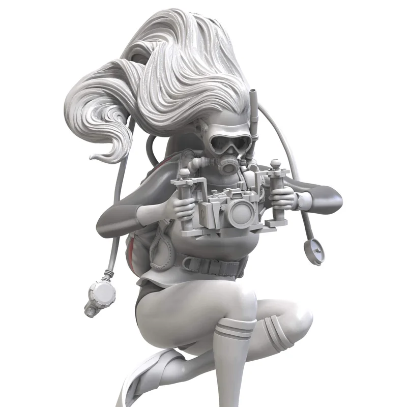

1/35 Scale Sexy Famale Diver Micro Miniature Figure 3d Printed Resin White Model Gk Collectible Unassembled And Unpainted Kit