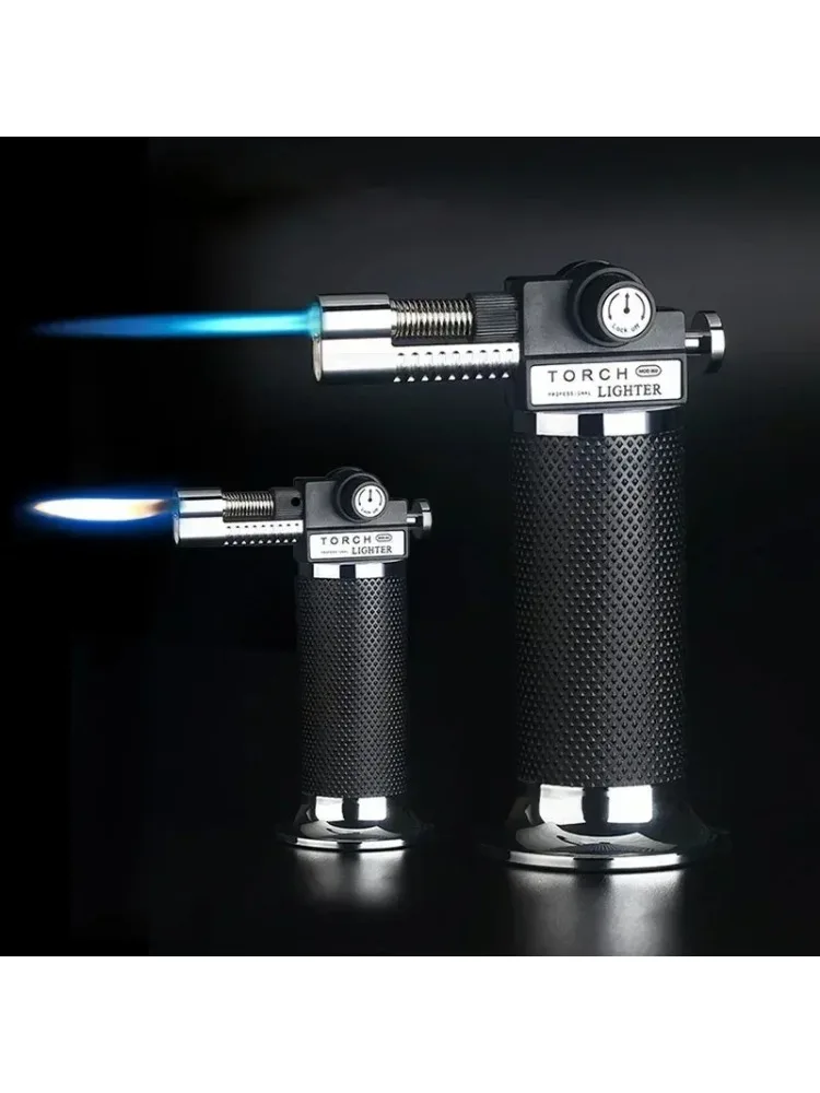 Briquet professionnel réglable ignifuge et coupe-vent adapté au barbecue/cuisson/soudage briquet à gaz rechargeable de grande capacité