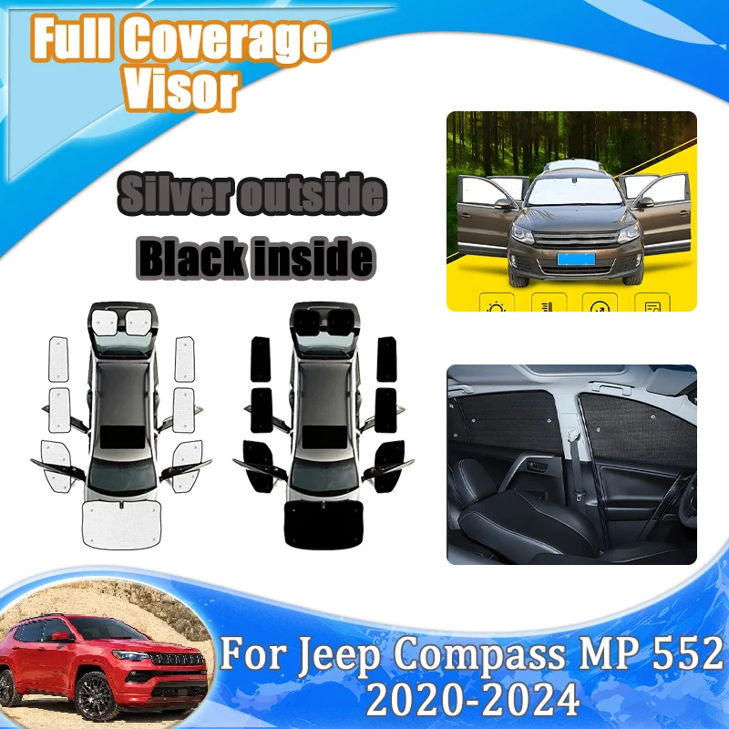 

Car Sun Shade For Jeep Compass MP 2022 552 2020-2024 Auto Windshield Side Window Anti-UV Sun Protector Cover Accessories Tools